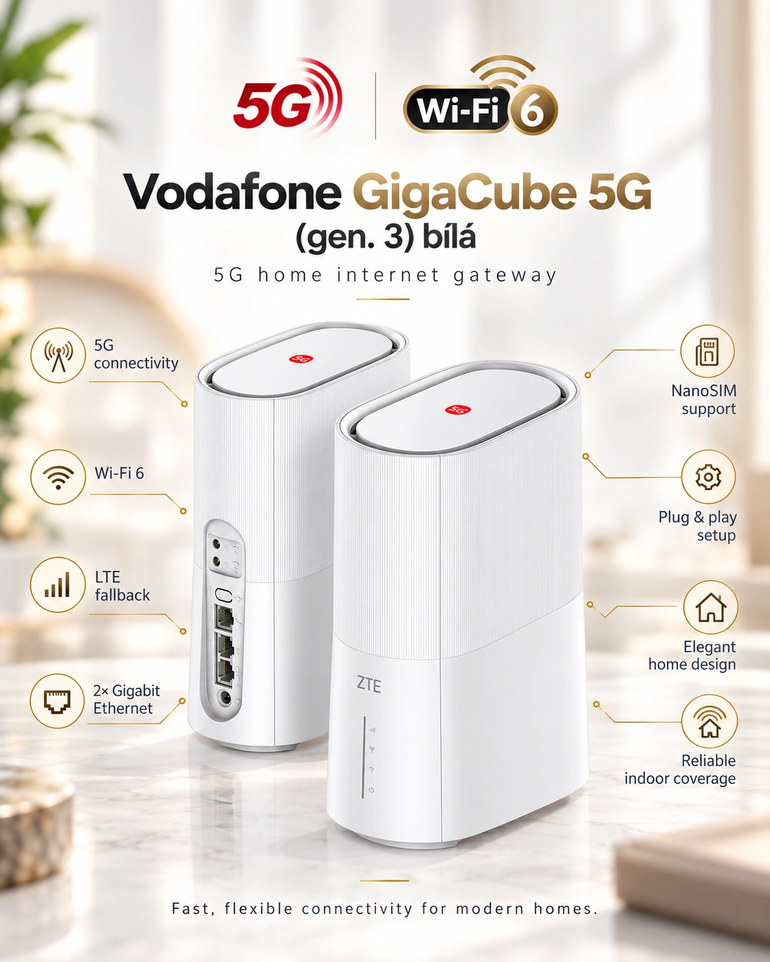 Vodafone GigaCube 5G (gen. 3) bílá